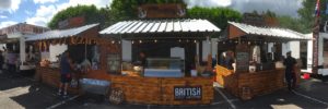 range of British event catering shacks including german sausage, fish & chips and baguettes & jacket potatoes.