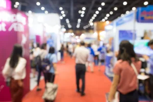 blurry image of trade show