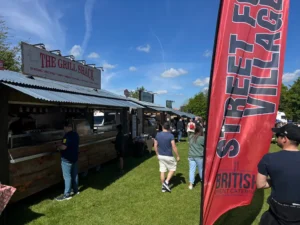 British Event Catering street food village with guests walking about