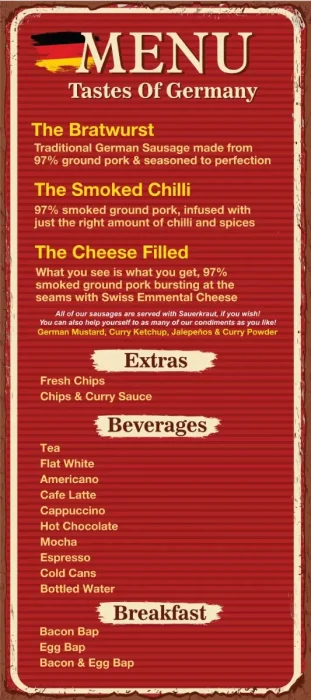 taste of germany menu
